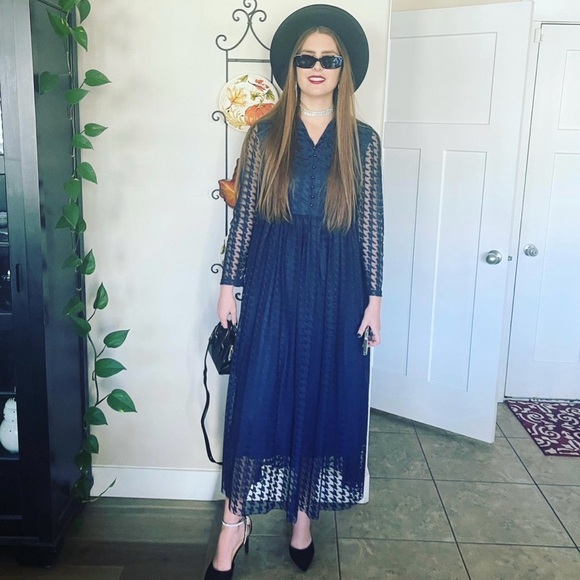 Cute Navy Blue Dress - Picture 2 of 5